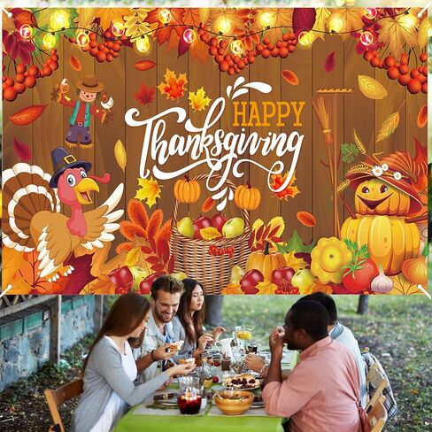 Large Happy Thanksgiving Banner,72x44Inch Happy Thanksgiving Backdrop Thanksgiving Wall Banner for Happy Thanksgiving Decorations Party Thanksgiving Background Decor in Saudi Arabia