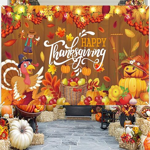 Large Happy Thanksgiving Banner,72x44Inch Happy Thanksgiving Backdrop Thanksgiving Wall Banner for Happy Thanksgiving Decorations Party Thanksgiving Background Decor in Saudi Arabia