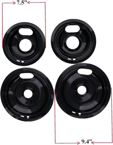 أساسيات المطبخ 101 WB31T10010 وWB31T10011 مقالي بديلة من الكروم لنطاق GE/Hotpoint الكهربائي مع فتحة قفل - تتضمن مقاليتين مقاس 6 بوصات و2 مقالي مقاس 8 بوصات، 4 عبوات in Kuwait