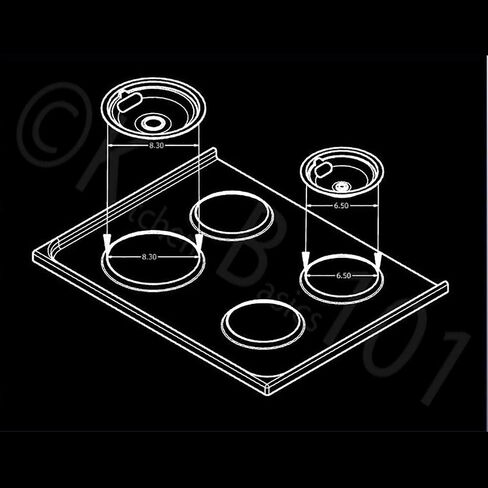 أساسيات المطبخ 101 WB31T10010 وWB31T10011 مقالي بديلة من الكروم لنطاق GE/Hotpoint الكهربائي مع فتحة قفل - تتضمن مقاليتين مقاس 6 بوصات و2 مقالي مقاس 8 بوصات، 4 عبوات in Kuwait