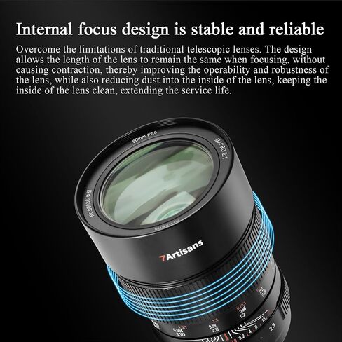 7artisans 60mmF2.8 Macro 2X عدسات كاميرا بإطار كامل بدون مرآة متوافقة مع كاميرات Canon RF Mount EOS-R RP R3 R5 R6 إلخ. in Kuwait