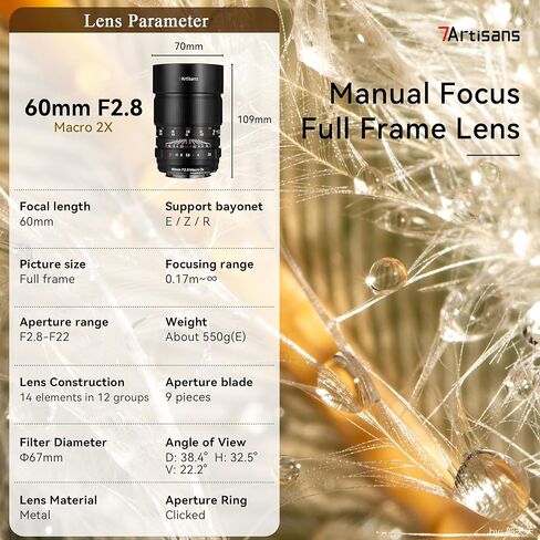 7artisans 60mmF2.8 Macro 2X عدسات كاميرا بإطار كامل بدون مرآة متوافقة مع كاميرات Canon RF Mount EOS-R RP R3 R5 R6 إلخ. in Kuwait