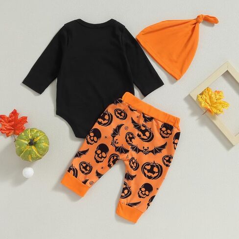 My First Halloween Baby Boy Outfit Newborn Boy Clothes Long Sleeve Romper Pants Baby Pumpkin Clothes Fall in Kuwait