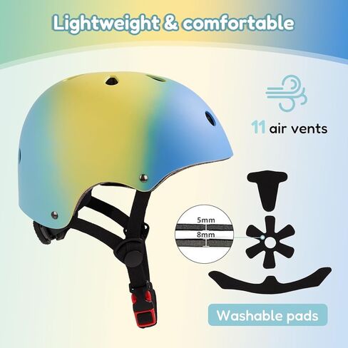 خوذة دراجة للأطفال من ميريرل، خوذة متدرجة قابلة للتعديل مع وسادات للركبة، وسادات للكوع، واقيات للمعصم، خوذة رياضية متعددة للتهوية من أجل لوح التزلج والتزلج على الجليد ودراجة سكوتر in Kuwait