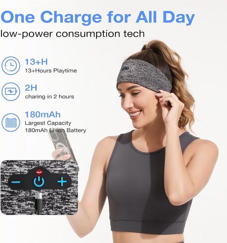 Sleep Headphones Bluetooth 5.2 Headband, Sleeping Headphones for Side Sleeper, 13H Playtime, Headband Headphones for Workout,Running,Yoga in Saudi Arabia