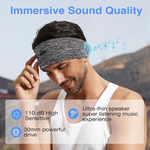 Sleep Headphones Bluetooth 5.2 Headband, Sleeping Headphones for Side Sleeper, 13H Playtime, Headband Headphones for Workout,Running,Yoga in Saudi Arabia