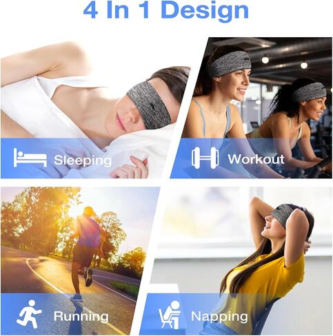 Sleep Headphones Bluetooth 5.2 Headband, Sleeping Headphones for Side Sleeper, 13H Playtime, Headband Headphones for Workout,Running,Yoga in Saudi Arabia