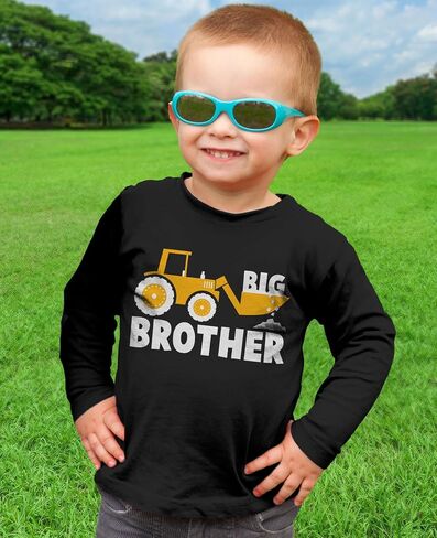 Tractor Big Brother Shirt Baby Reveal Sibling Boy Kids Long Sleeve T-Shirt in Saudi Arabia