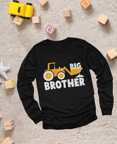 Tractor Big Brother Shirt Baby Reveal Sibling Boy Kids Long Sleeve T-Shirt in Saudi Arabia