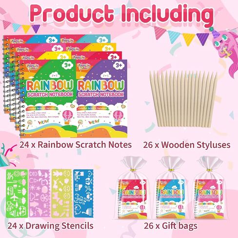 Party Favors Birthday Gifts for Kids: 24 Pack Scratch Art Notebook Party Favors for Kids Goodie Bags Stuffers Girls Boys Art Craft Kit Birthday Gifts for Classroom Prizes Christmas Gifts - Dinosaur in Saudi Arabia