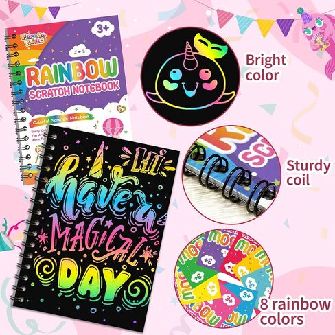 Party Favors Birthday Gifts for Kids: 24 Pack Scratch Art Notebook Party Favors for Kids Goodie Bags Stuffers Girls Boys Art Craft Kit Birthday Gifts for Classroom Prizes Christmas Gifts - Dinosaur in Saudi Arabia