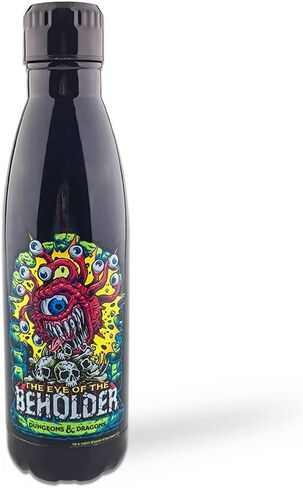 زجاجة مياه من الفولاذ المقاوم للصدأ من JUST FUNKY Dungeons and Dragons | حاوية سفر 25 أونصة | يضم TheEye of the Beholder وشعار DND | مرخص رسميًا in Kuwait