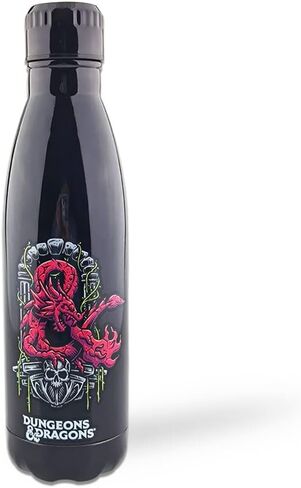 زجاجة مياه من الفولاذ المقاوم للصدأ من JUST FUNKY Dungeons and Dragons | حاوية سفر 25 أونصة | يضم TheEye of the Beholder وشعار DND | مرخص رسميًا in Kuwait