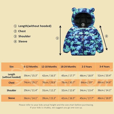 Baby Hooded Coat Infant Winter Lightweight Cotton Down Jacket Packable Outerwear in Saudi Arabia