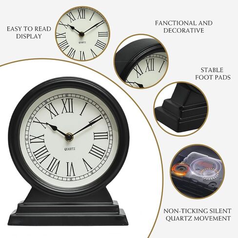 Gold Mantle Clock – Vintage Style Table Clock for Living Room Décor,Vintage Style Table Clock,Decorative Battery Operated Table Top Clock in Saudi Arabia