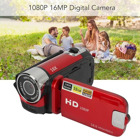 Bewinner D90 Digital Video Camera - 1080P 16MP Handheld Video Camcorder 16x Digital Zoom Video Camera with 2.7in TFT Rotatable Screen, HD Video Recorder Camera with Fill Light (Rose) in Kuwait