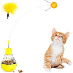 Cat Interactive Toys for Indoor, Kitten Toy Food Dispenser, Tumbler Fun Ball Cat Slow Food Dispensing Feeder for Bored Cats Indoors, Kitten Exercise Weight Loss