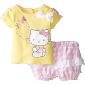Hello Kitty Girls' Baby Newborn Butterfly 2 Piece Short Set with Bow