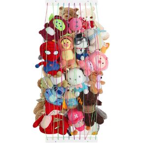 PHOENANCEE Stuffed Animal Storage,Stuff Animals Organizer for Plushies Toy Holder Net Zoo for Kids Nursery Playroom Bedroom,Save Space,Length Adjustable,Upgraded(White)