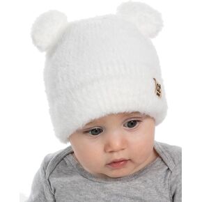 Funky Baby Infant Beanie Baby Winter Hats Teddy Bear Ear Girl Boy Cute Striped Patch Knit Warm Caps