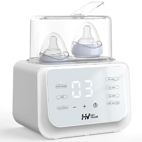Baby Bottle Warmer, 8-in-1 Fast Breastmilk Bottle Warmer for Milk&Formula with Timer, 24H Warming, with Heat Baby Food Jars, Sterili-ze, Defrost Function, Accurate Temp Control, Fits 2 Bottles