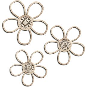 COLOR VALLEY ART Boho Daisy Wall Decor, Natural Rattan Flower Wall Hanging Art Wooden Daisy Wall Art Flowers Wall Signs Hanging Plaque Wooden Boho Wall Art Nursery Wall Decor