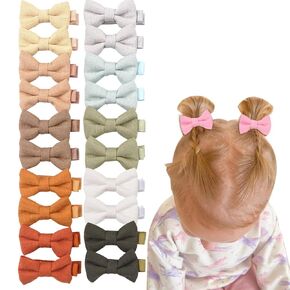 20PCS Baby Girls Hair Clips Fully Lined Non Slip For Infant Fine Hair Bows Barrettes for Toddlers Kids Children in Pairs (Deep Color)