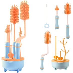 Tree Bottle Cleaning Brush Set. Includes 2 Bottle Brush, Nipple Brush and Straw Brush. Baby Bottle Brush Set for Bottle Drying Rack. Baby Essentials. 4 in 1 Brush Set. (Green)