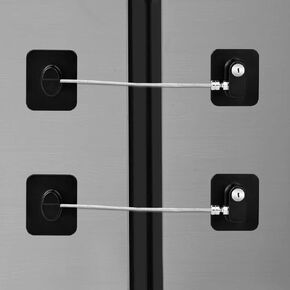 Refrigerator Lock, 2 Pcs Fridge Lock for Kids(4 Key), Child Safe Key Refrigerator Lock Childproof， Used in Refrigerator Door, Cabinets, Drawers, Toilet Seat.