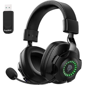 سماعة الألعاب اللاسلكية EasySMX 2.4G PS5/PS4/PC V07W بخاصية إلغاء الضوضاء فوق الأذن 7.1 سماعات رأس محيطة للألعاب مع ميكروفون قابل للفصل، وإضاءة RGB، وأغطية أذن ذات ذاكرة ناعمة، ووضع سلكي لجهاز Xbox One in Kuwait