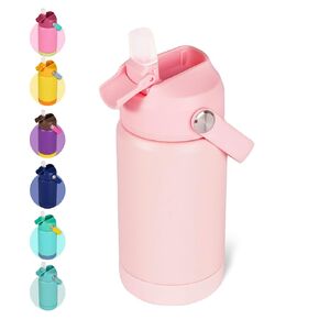 12oz Kids Insulated Water Bottle, Leak-proof Toddler Cup With Straws Lids, Kids Water Bottles For School Boys Girls, Stainless Steel Vacuum Insulated Bottle For Kids, BPA Free, Ocean Blue