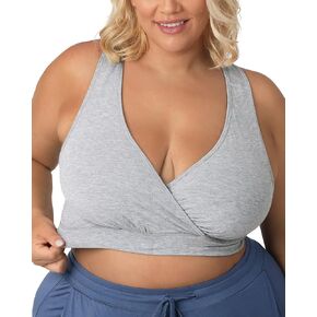 Kindred Bravely French Terry Racerback Busty Nursing Sleep Bra | Nursing Bras for Breastfeeding E, F, G, H, I Cup (Grey Heather, Large Busty)