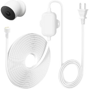 30ft/9m Power Adapter Compatible with Google Nest Cam Outdoor or Indoor, Battery(2nd Gen), Weatherproof Power Cable for Nest Cam Continuously with One-Piece Molding Adapter