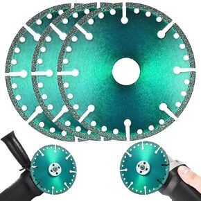 Mornajina 3 Packs 4-1/2" Diamond Cutting Wheel for Metal, Indestructible Disc 2.2 for Angle Grinder 7/8" (Model 115/125), Cut Off Wheel with 6000+ Cuts on Rebar, Steel, Iron and INOX (Green)