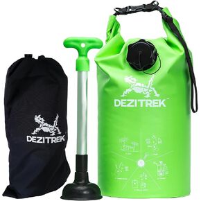 Dezitrek All in One Hand Wash Bag and Plunger Set - Off Grid Washing Machine Non Electric for Camping Travel | Eco Friendly Portable Manual Clothes Washer Laundry Bag for RV's (Medium)