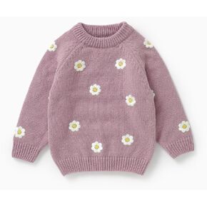 سترة منسوجة مطرزة للفتيات الصغيرات بأكمام طويلة، بلوفر من النوع الثقيل ملابس الخريف والشتاء in Kuwait