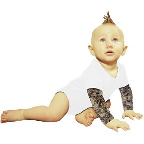 Wild Rose Baby Boy Tattoo Sleeve Shirt Bodysuit, Grim Reaper Frankenstein, White