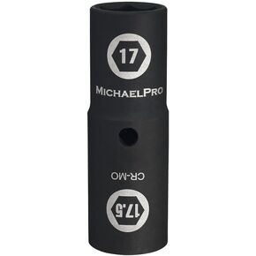 MichaelPro 1/2-inch Drive 22 x 22.5mm Half Size Lug Nut Flip Socket, Thin Wall Impact Grade Chrome-Moly Steel | Removes Damaged, Distorted and Missing Chrome Capped Lug Nuts | MP005053