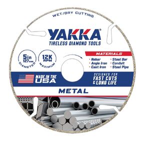 Yakka 5 Inch Metal Cutting Diamond Segmented Blade cuts a Wide Range of Metals, Comes with 7/8 inch Arbor and 5/8 inch Reducer Ring
