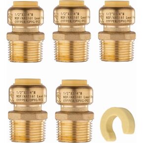 (Pack of 2) EFIELD Push fit 1/2 Inch x 3/4 Inch Male Adapter Push to Connect Pex Copper, CPVC, with a Disconnect Tool