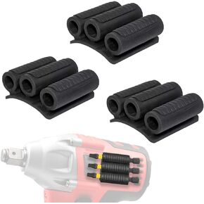 3pcs Universal Fit Drill Bit Holders for Impact Drivers and Drills, Drill Bit Sleeve Organizer Strong Adhesive Attach to Impact Drivers, Hold 6 Drill Tips on Side of Power Drill