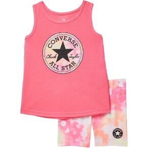 Converse Baby Girl's Floral Chuck Patch T-Shirt and Bike Shorts Set (Toddler) Digital Pink 2 Toddler