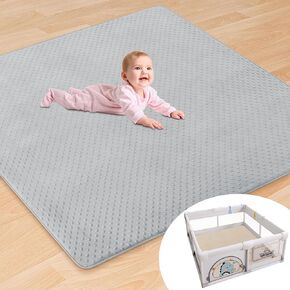 MABOZOO 3D Dotted Fabric Baby Play Mat, 50x50 Inch Baby Playpen Mat for Indoor & Outdoor, Baby Crawling Mat Foam Playpen Mat for Babies, Toddlers, Infants (Khaki)