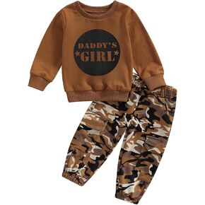Douhoow Toddler Girl Clothes Baby Girl Sweatshirt Tops Camo Pants 1T 2T 3T 4T 5T 6T Girl Fall Winter Festival Outfits
