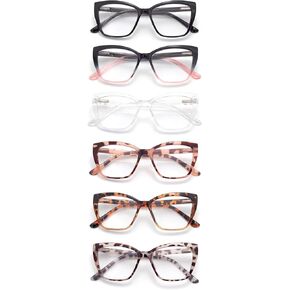 3-Pack Reading Glasses for Women, Oprah Style Frame Spring Hinge Readers Blue Light Blocking Glasses