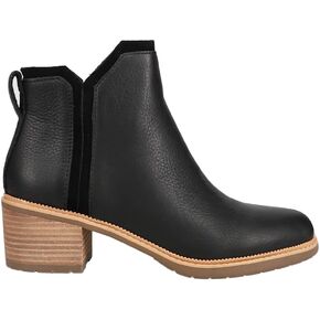 TOMS Womens Hailey Water Resistant Nubuck Leather Chelsea Round Toe Casual Boots Ankle Low Heel 1-2" - Black