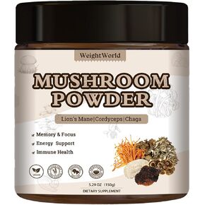 Mushroom Coffee Powder - Arabica Instant Powder with Lion’s Mane, Reishi, Chaga, Turkey Tail and Cordyceps - Energy & Immune Support - 6 Oz