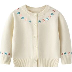 Toddler Baby Girl Thin Knit Sweater Coat Long Sleeve Button Up Cardigan Cable-Knit Knitwear Jacket Fall Winter Clothes