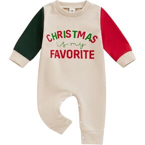 Ledy Champswiin Baby Christmas Clothes Newborn Boy Girl Long Sleeve Romper Jumpsuit Infant First Christmas One-Piece Outfit