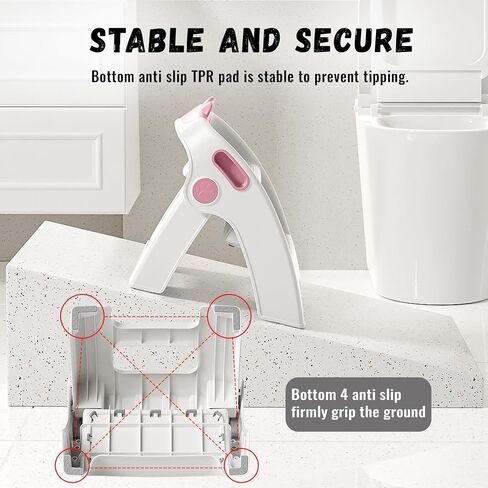 UNCLE WU Step Stool for Kids, Foldable Anti-Slip 2-Step, Lightweight, Safety Handles - Toilet Potty Training, Toddler Ladder Bathroom Sink,Kitchen Counter Stool Helper (Gray White) Small in Saudi Arabia